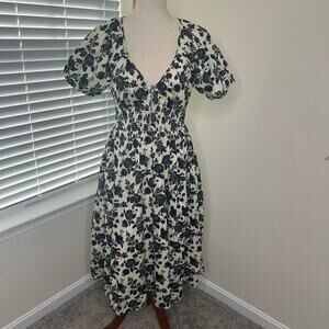 The Drop Women's Daksha Cotton Smocked Zipper Detail Dress Size Medium